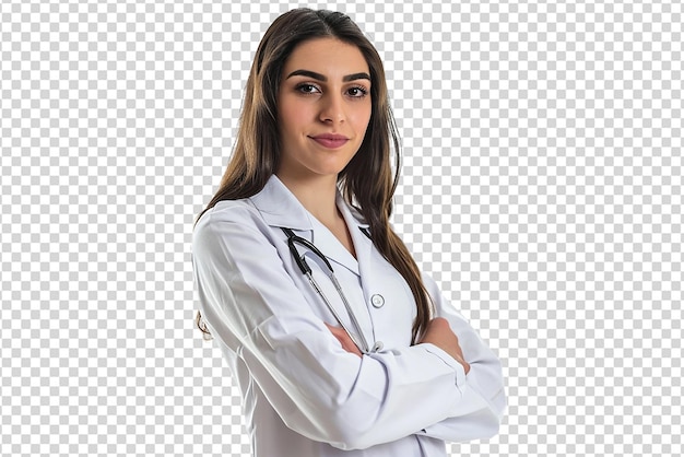 retrato de uma médica em fundo branco isolado
