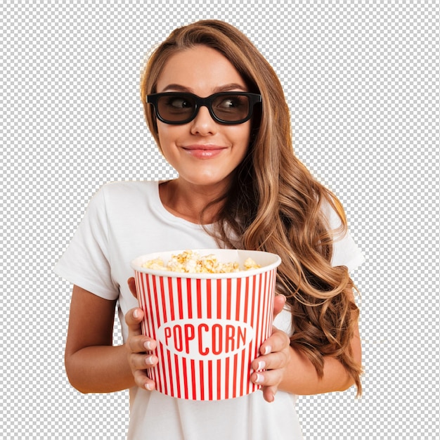 Retrato de uma menina feliz em óculos 3d