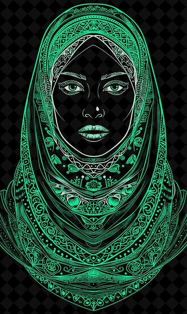 PSD retrato de uma mulher do oriente médio usando um hijab e uma abaya w vivid color design png collections