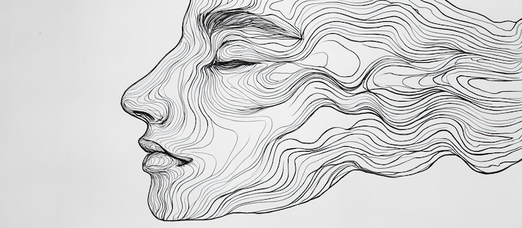 PSD retrato de uma mulher em linha abstrata