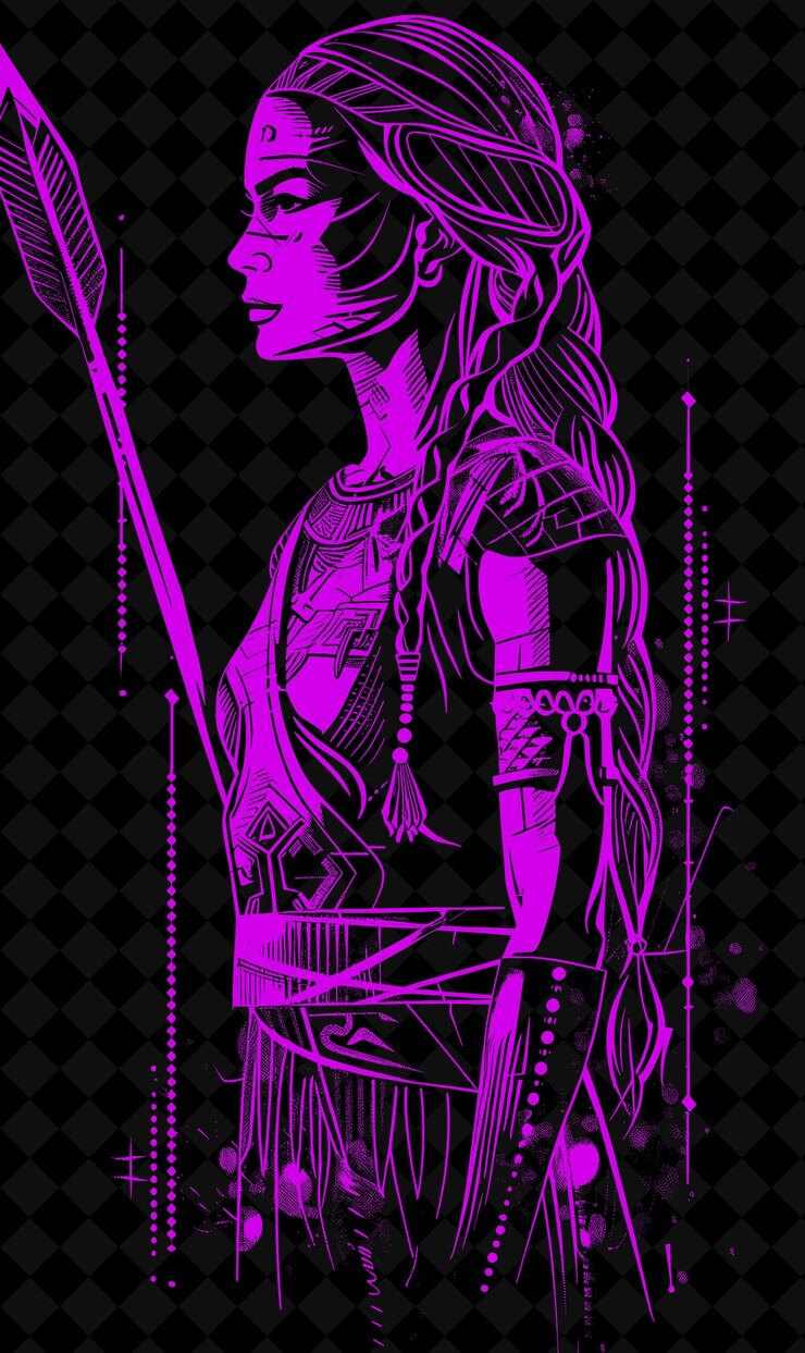 PSD retrato de uma mulher guerreira hitita vestindo uma túnica e um cinto com design de cores vivas png collections