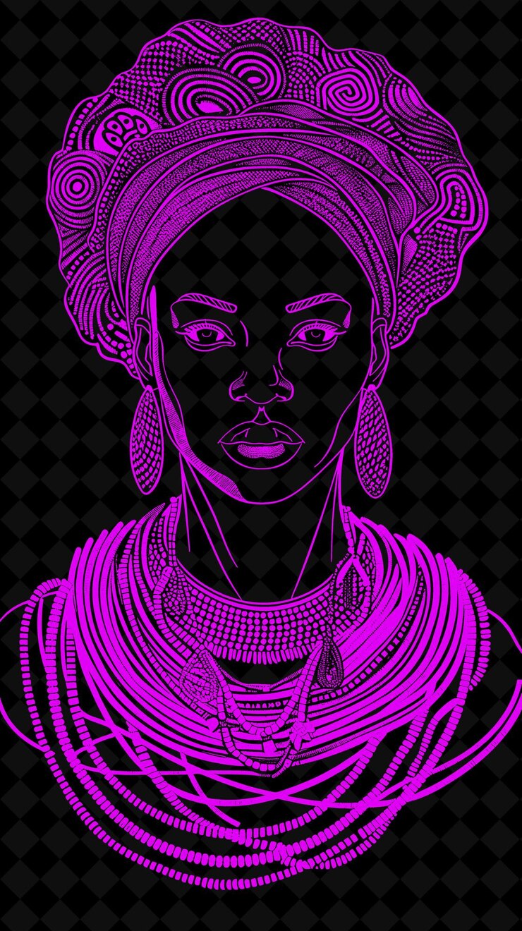 PSD retrato de uma mulher ioruba vestindo um pano de cabeça tradicional de gele com um design de cores vívidas png collections