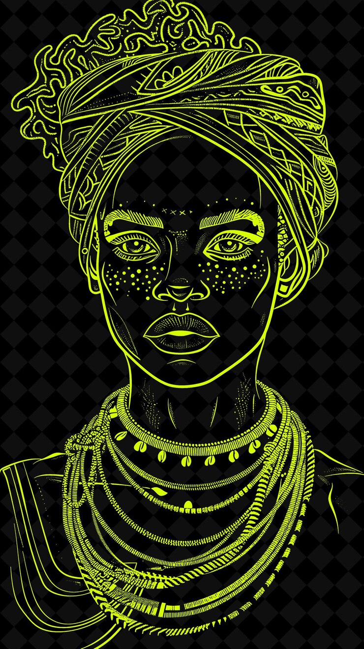PSD retrato de uma mulher ioruba vestindo um pano de cabeça tradicional de gele com um design de cores vívidas png collections