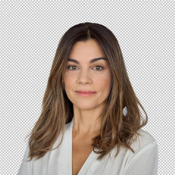 PSD retrato de uma mulher sorridente com cabelo castanho