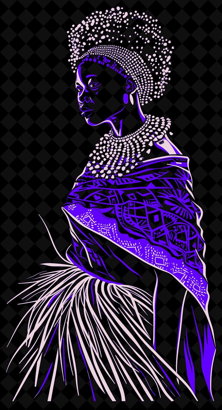 PSD retrato de uma mulher zulú usando um tradicional tocado de contas com um design de cores vívidas png colecções