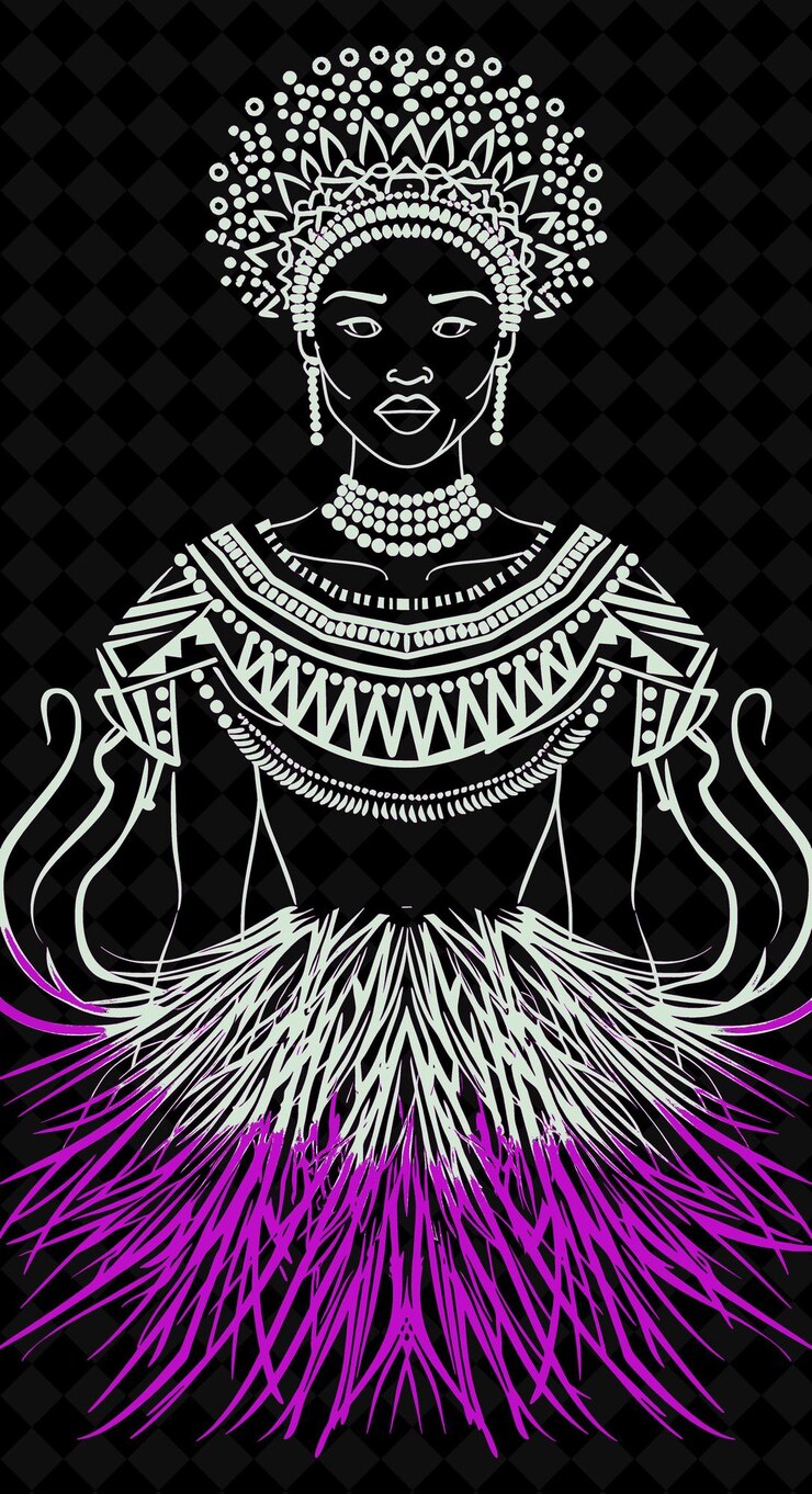 PSD retrato de uma mulher zulú usando um tradicional tocado de contas com um design de cores vívidas png colecções