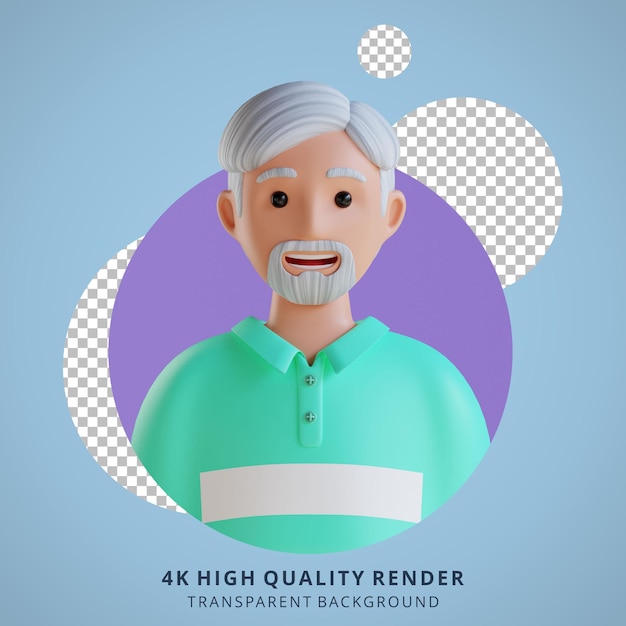 Retrato do avatar dos desenhos animados 3d do ancião