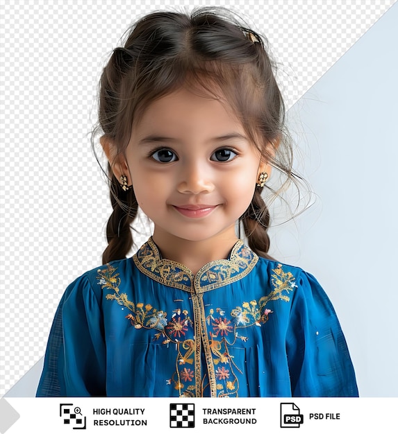 PSD retrato estilo de moda niña con vestido azul en kuala lumpur malasia png psd