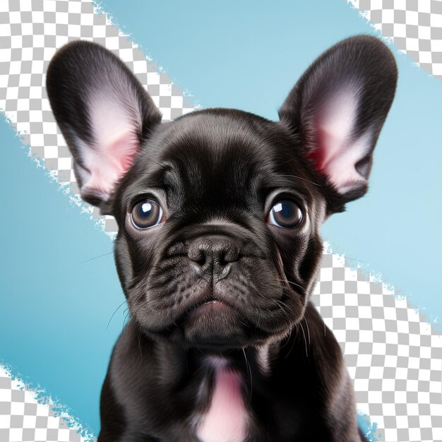 Retrato de estudio de un adorable cachorro de bulldog francés sobre un fondo transparente