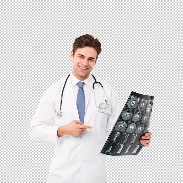 Retrato de un feliz joven médico masculino