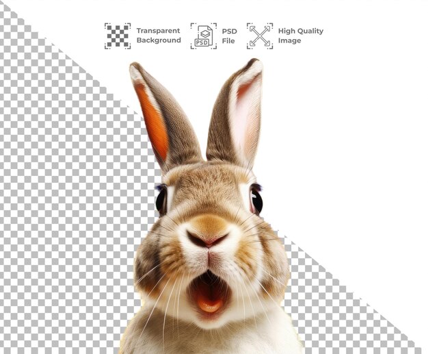 Retrato fotográfico en formato psd de un conejo o un conejo aislado sobre un fondo transparente