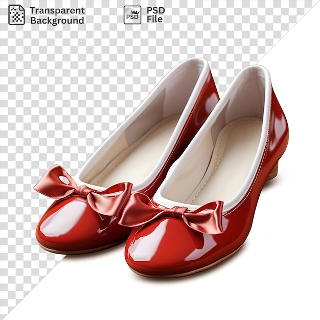 PSD retrato fotográfico realista instrutores de dança sapatos de balé com um salto vermelho exibido em um fundo isolado