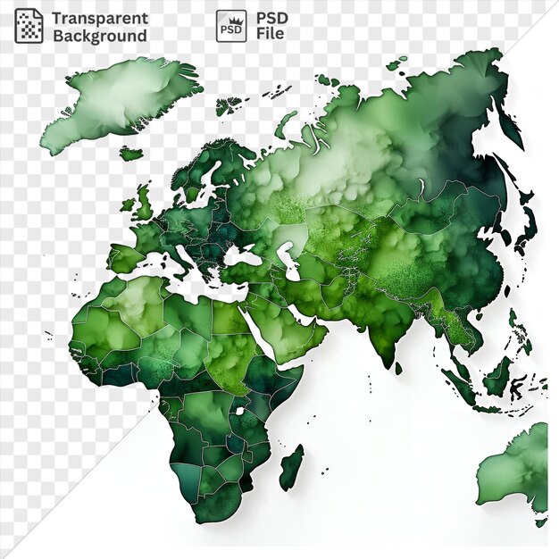 PSD retrato fotográfico realista lingüistas mapa lingüístico del mundo con una hoja verde