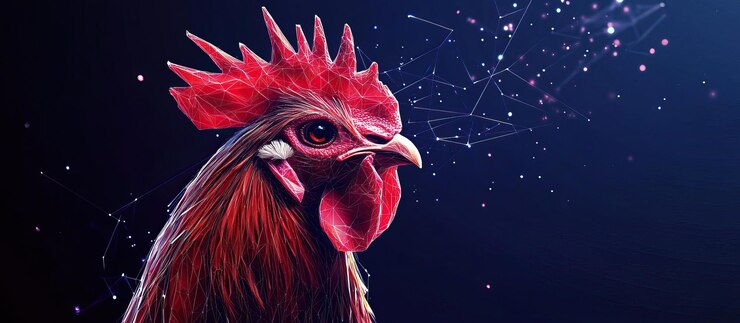 PSD retrato de gallo con fondo abstracto