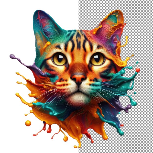 PSD el retrato del gato de colores de kaleidokitty