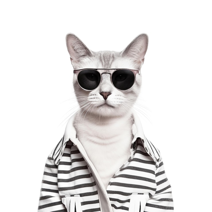 PSD retrato de gato de moda aislado en el fondo transparente creado con ia generativa