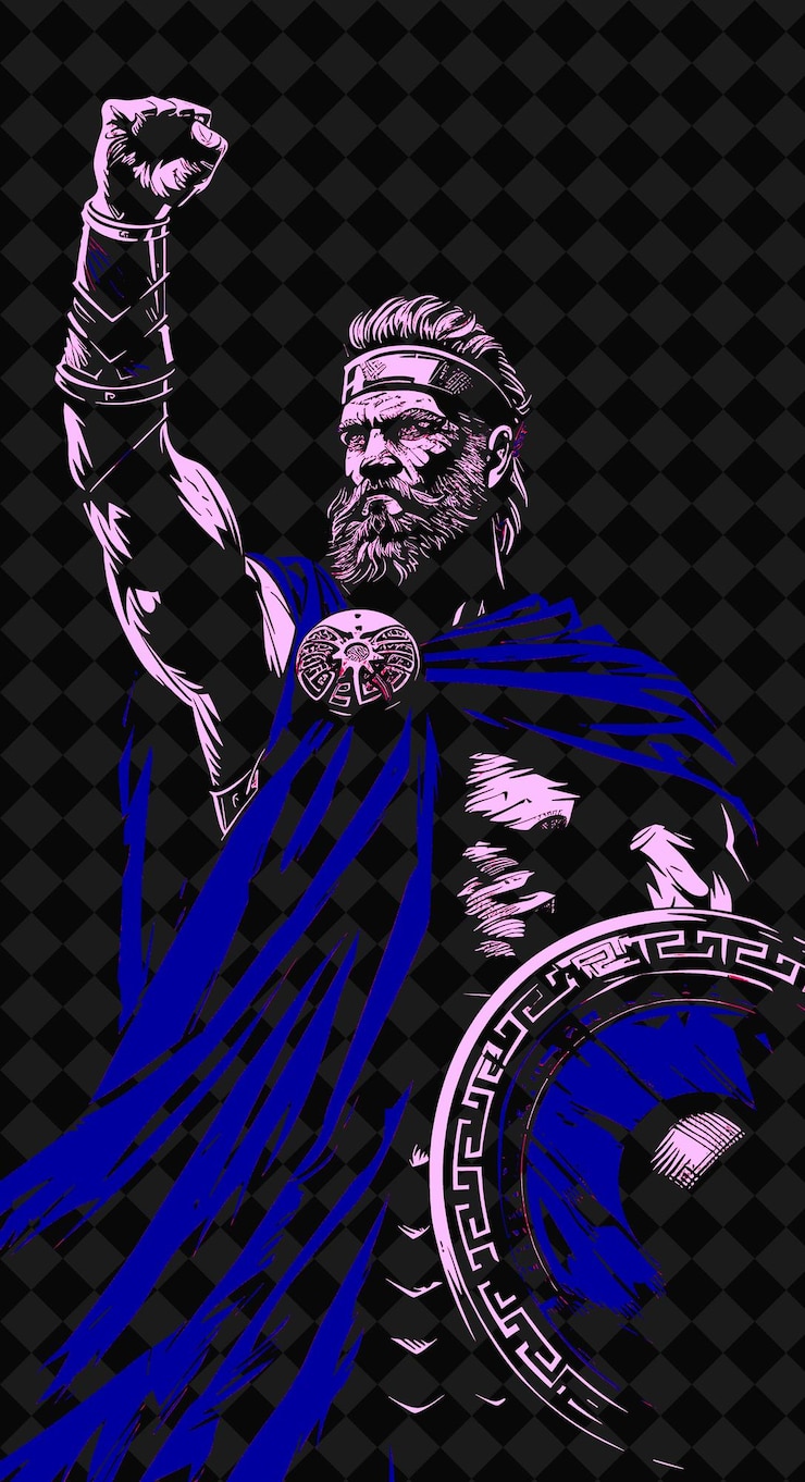 PSD retrato de guerrero celta con collar de torcia y soporte de escudo diseños de personajes de ilustración png