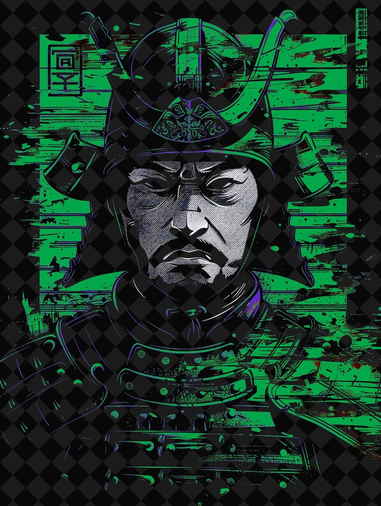 PSD retrato de guerrero chino de terracota con armadura tradicional un diseño de personaje de ilustración png