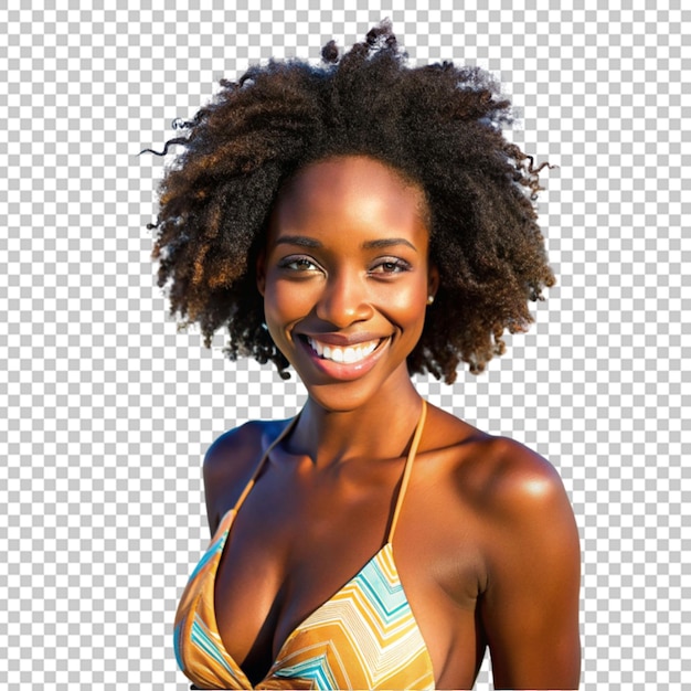 PSD retrato de una hermosa mujer africana con vestido de playa