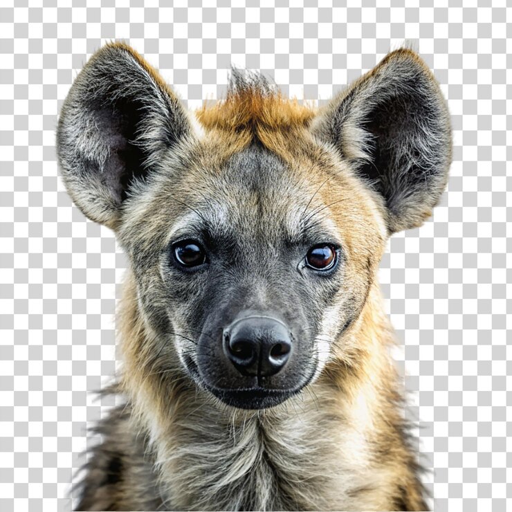 PSD retrato de una hiena aislada sobre un fondo transparente