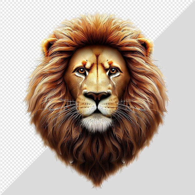 PSD retrato hiperrealista de una cara de león vida silvestre animal naturaleza aislada fondo transparente