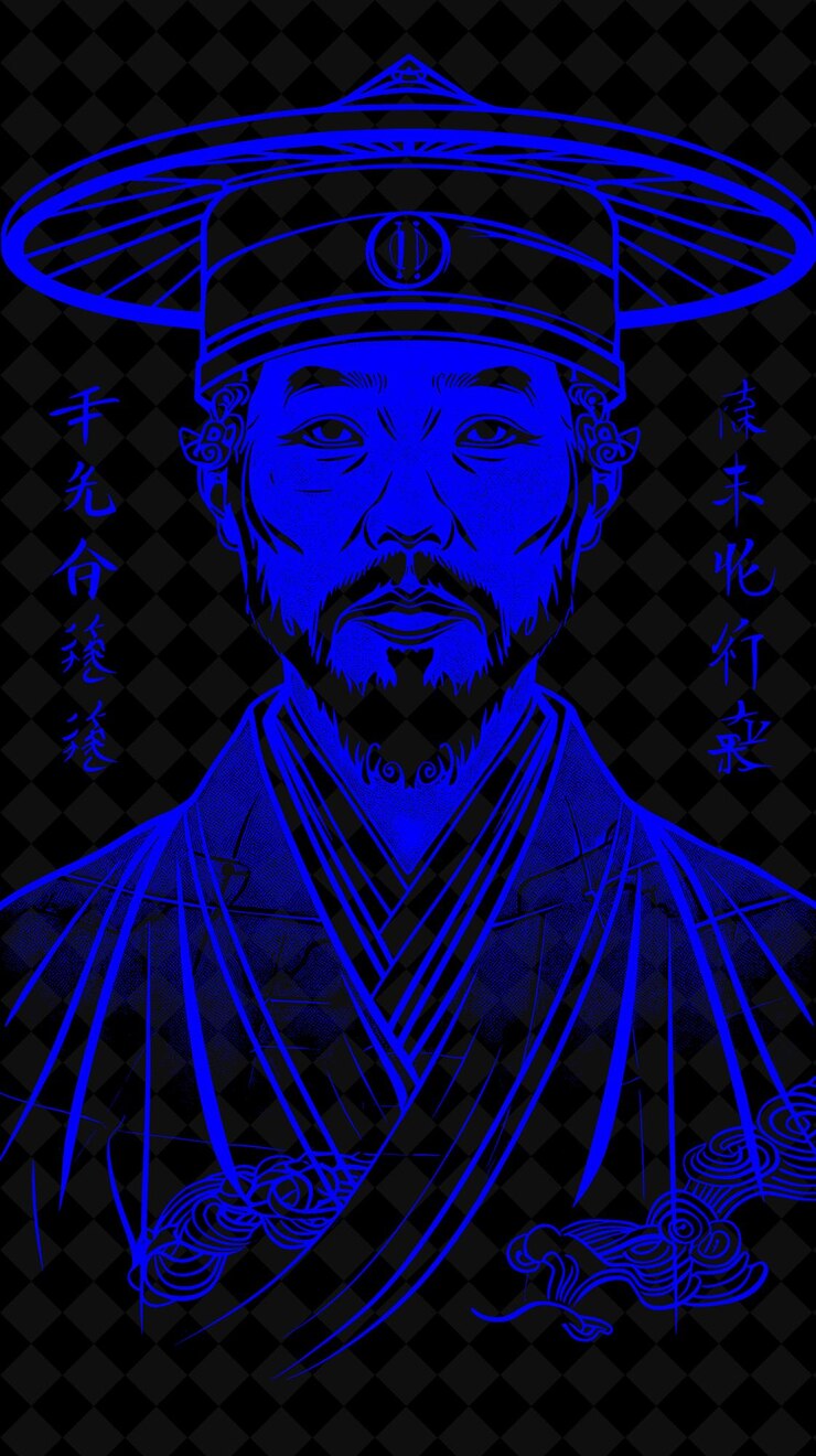 PSD retrato de un hombre ainu con una túnica tradicional y un sombrero con un diseño de colores vívidos colecciones png