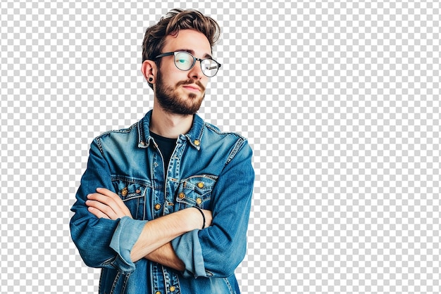 Retrato de un hombre con los brazos cruzados en un fondo blanco aislado