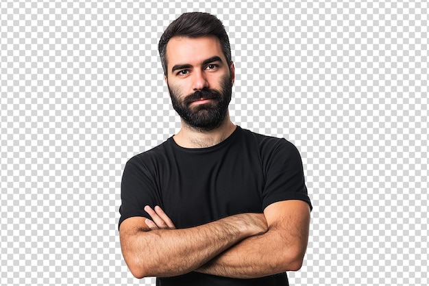 retrato de un hombre con los brazos cruzados en un fondo blanco aislado