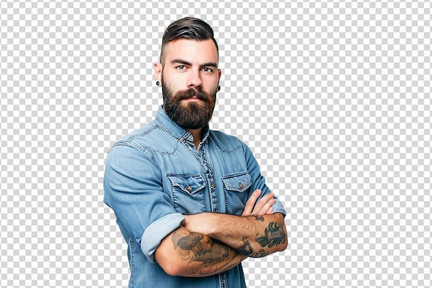 retrato de un hombre con los brazos cruzados en un fondo blanco aislado