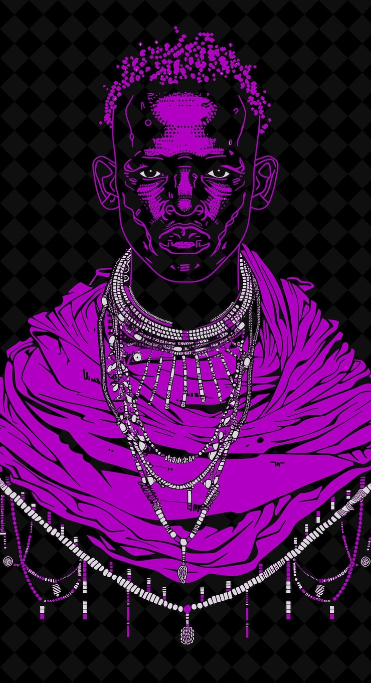 PSD retrato de un hombre masai con un paño de shuka rojo con cuentas ne diseño de colores vívidos png colecciones