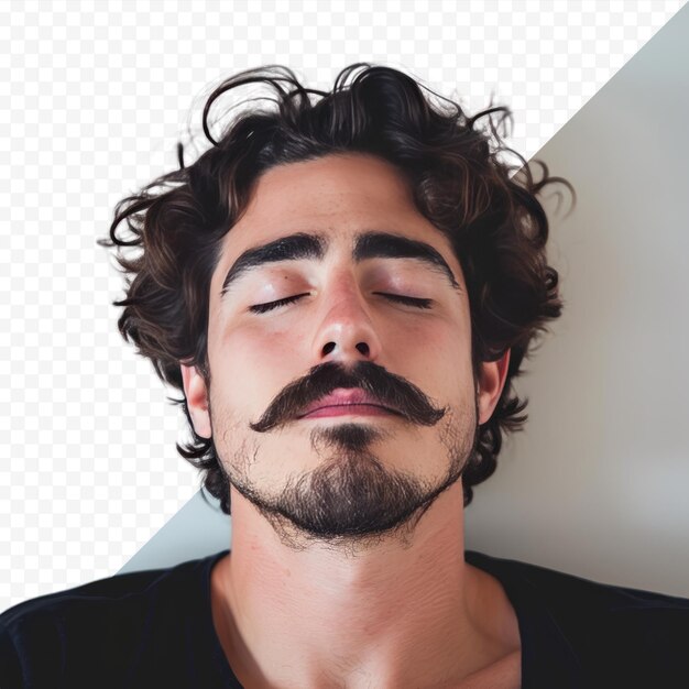 PSD retrato de un hombre meditativo con bigote