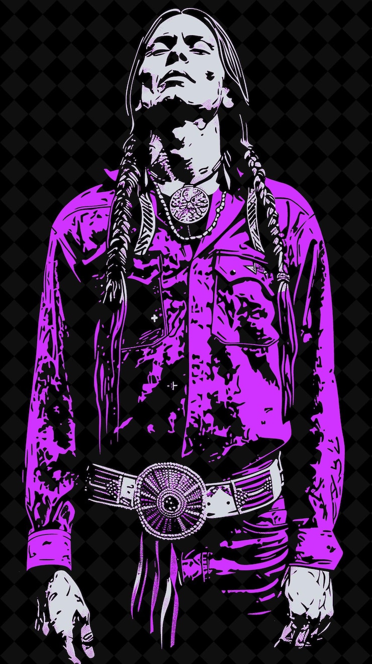 PSD retrato de un hombre navajo con una camisa tradicional de terciopelo y un diseño de colores vívidos colecciones png
