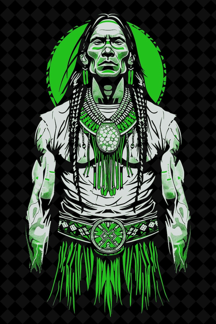 PSD retrato de un hombre navajo con un collar tradicional de turquesa diseño de colores vívidos colecciones png
