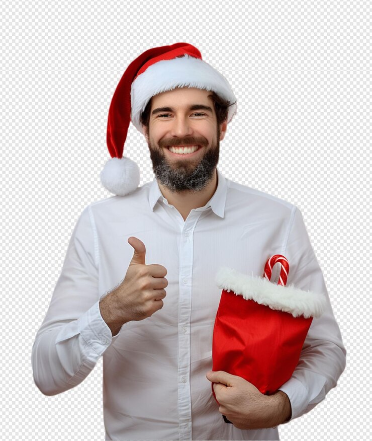 PSD retrato de un hombre de negocios con un sombrero de papá noel