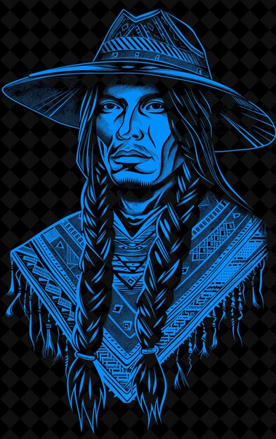 PSD retrato de un hombre quechua con un poncho tradicional y un sombrero diseño de colores vívidos colecciones png