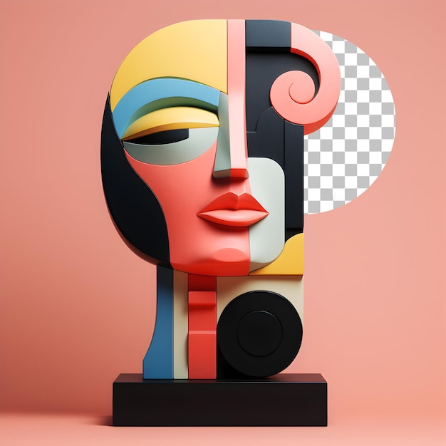 Retrato de hombre de rostro humano 3D en estilo cubismo picasso