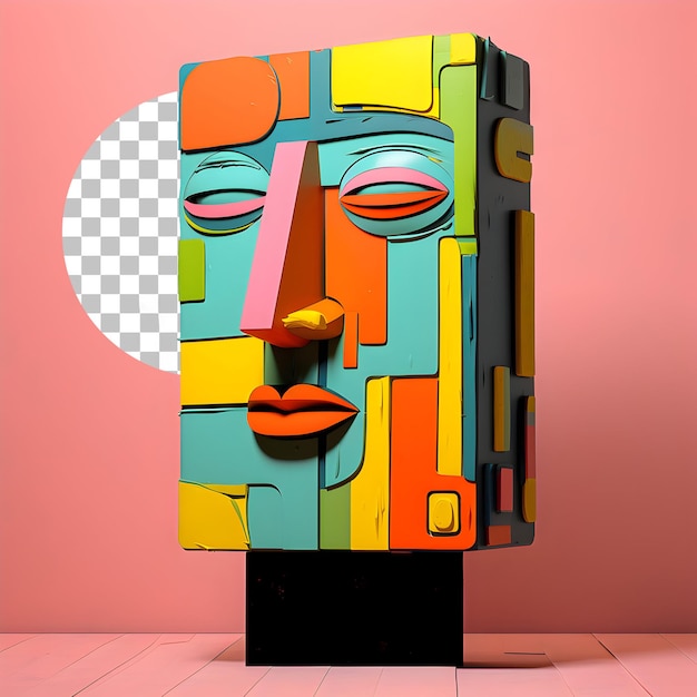 Retrato de hombre de rostro humano 3D en estilo cubismo picasso