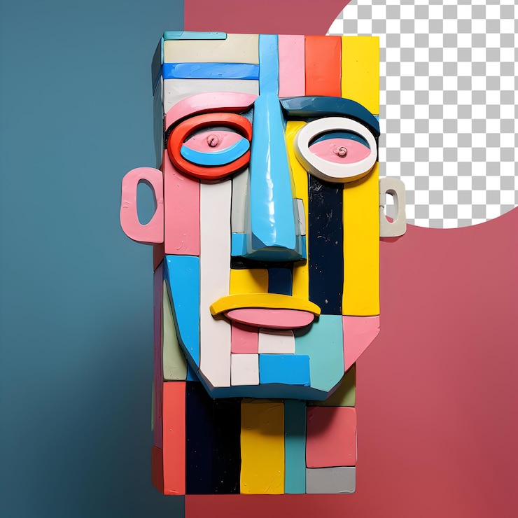 PSD retrato de hombre de rostro humano 3d en estilo cubismo picasso