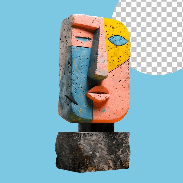 PSD retrato de hombre de rostro humano 3d en estilo cubismo picasso