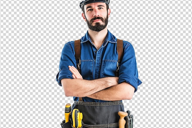 retrato, de, hombre, trabajador, blanco, aislado, plano de fondo