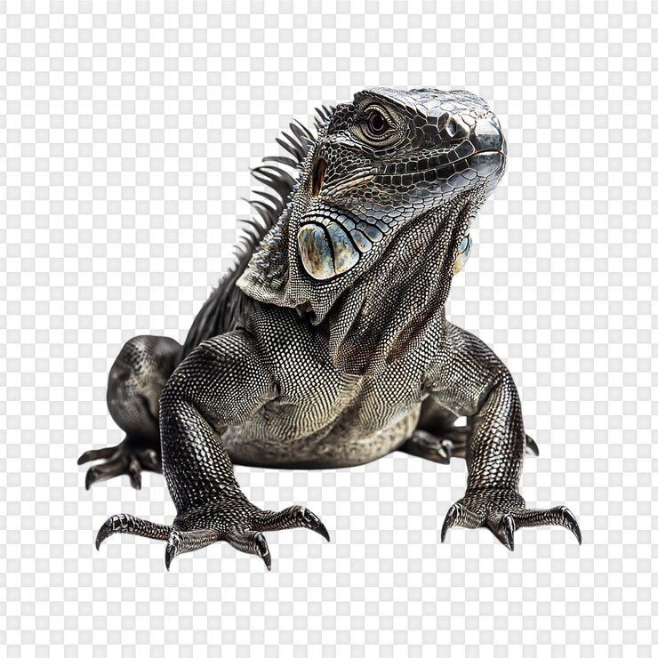 PSD retrato de iguana aislado en un fondo transparente