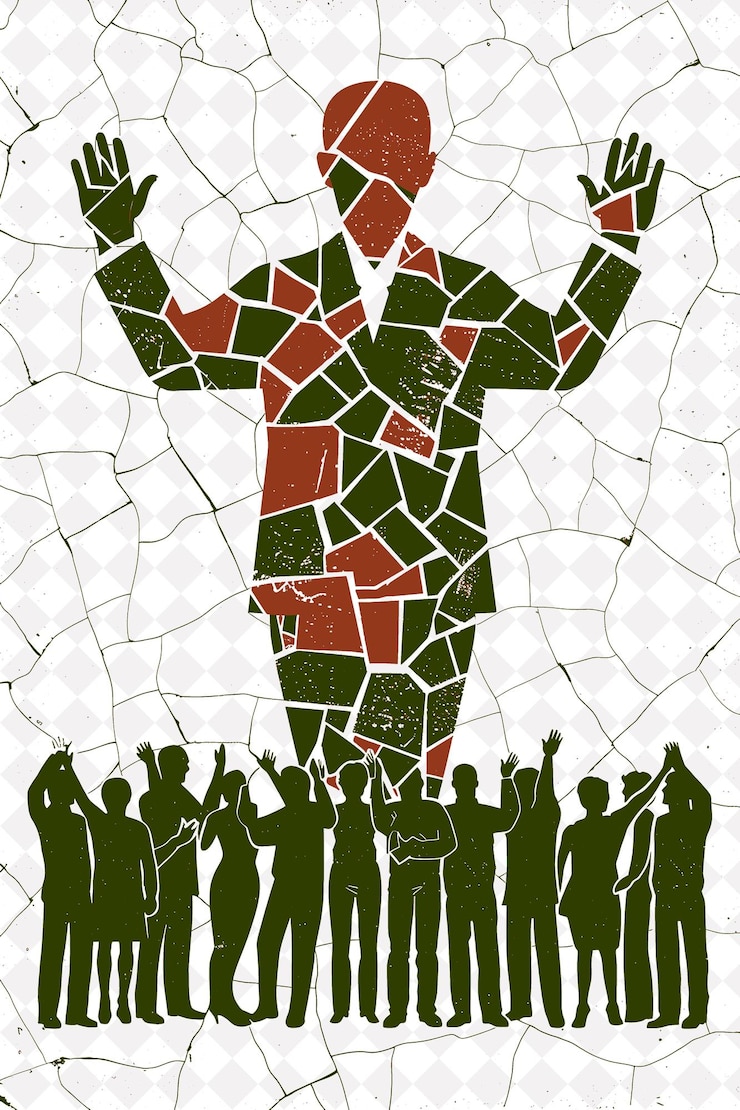 PSD retrato inclusivo del candidato presidencial con una ilustración plana de diversión roja en la campaña electoral