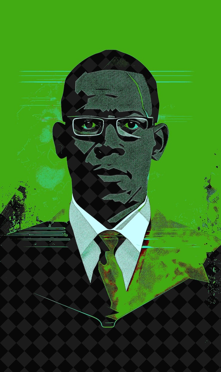 PSD retrato intelectual do candidato presidencial com ilustração de campanha eleitoral de bitcoin bo
