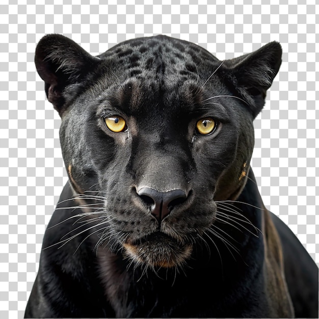 PSD retrato de un jaguar negro aislado sobre un fondo transparente