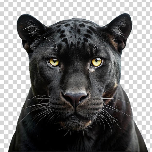 PSD retrato de un jaguar negro aislado sobre un fondo transparente