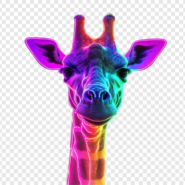 PSD retrato de una jirafa de neón
