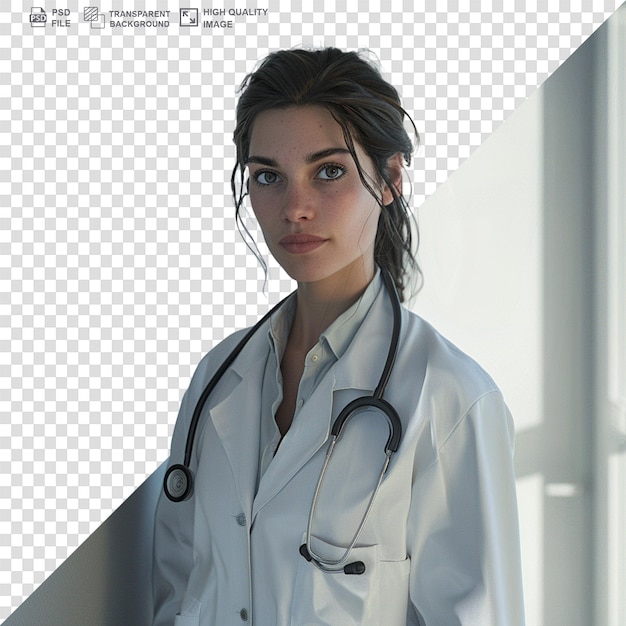 PSD retrato de una joven doctora aislada