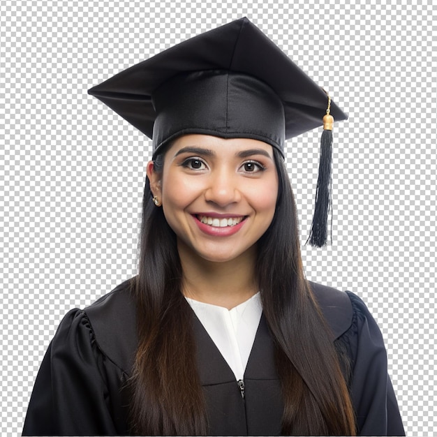 PSD retrato de una joven graduada en un fondo transparente