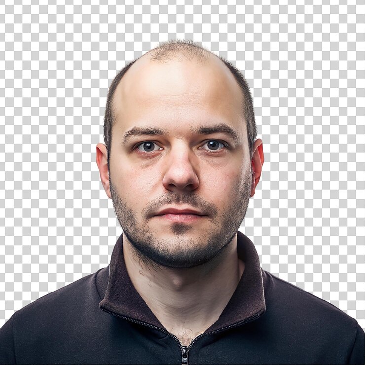 PSD retrato de un joven guapo mirando a la cámara y sonriendo alpha channel