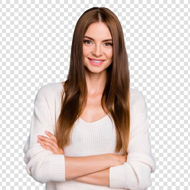 Retrato de una joven hermosa sobre un fondo transparente